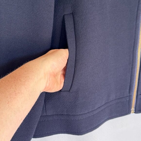 J. Crew Navy Blue Wool Blend Double Cloth Zip Front Wool Blend Jacket Size 14 - Picture 8 of 16